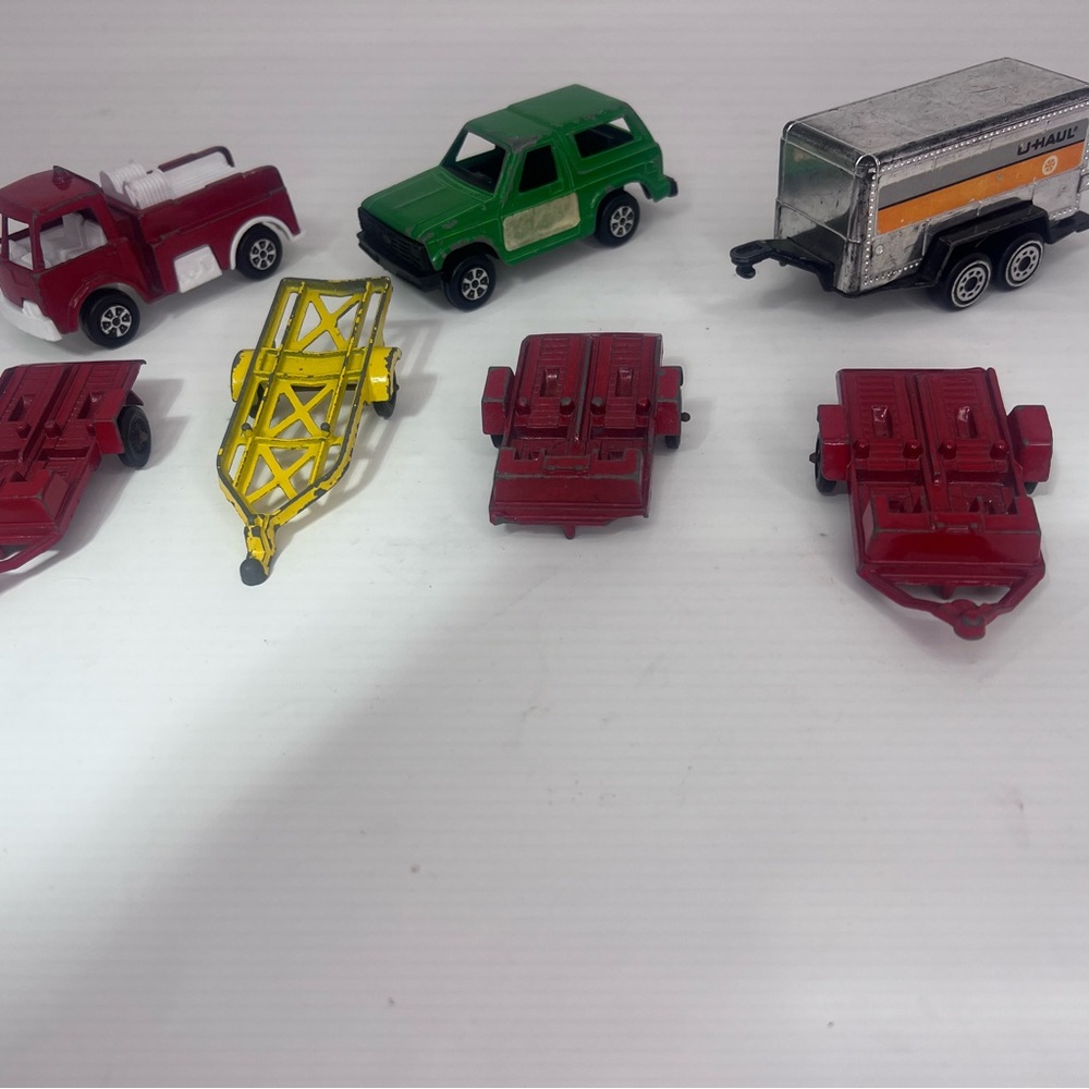 Lot Of 7 Vintage Tootsie Toy Die Cast Cars And Trailers